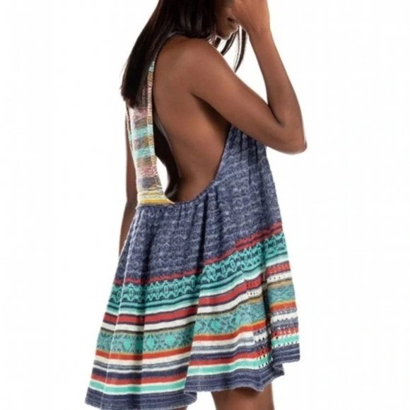 FREE PEOPLE Heart Blue Multi Knit Tunic Top or Dress size small - Picture 10 of 10